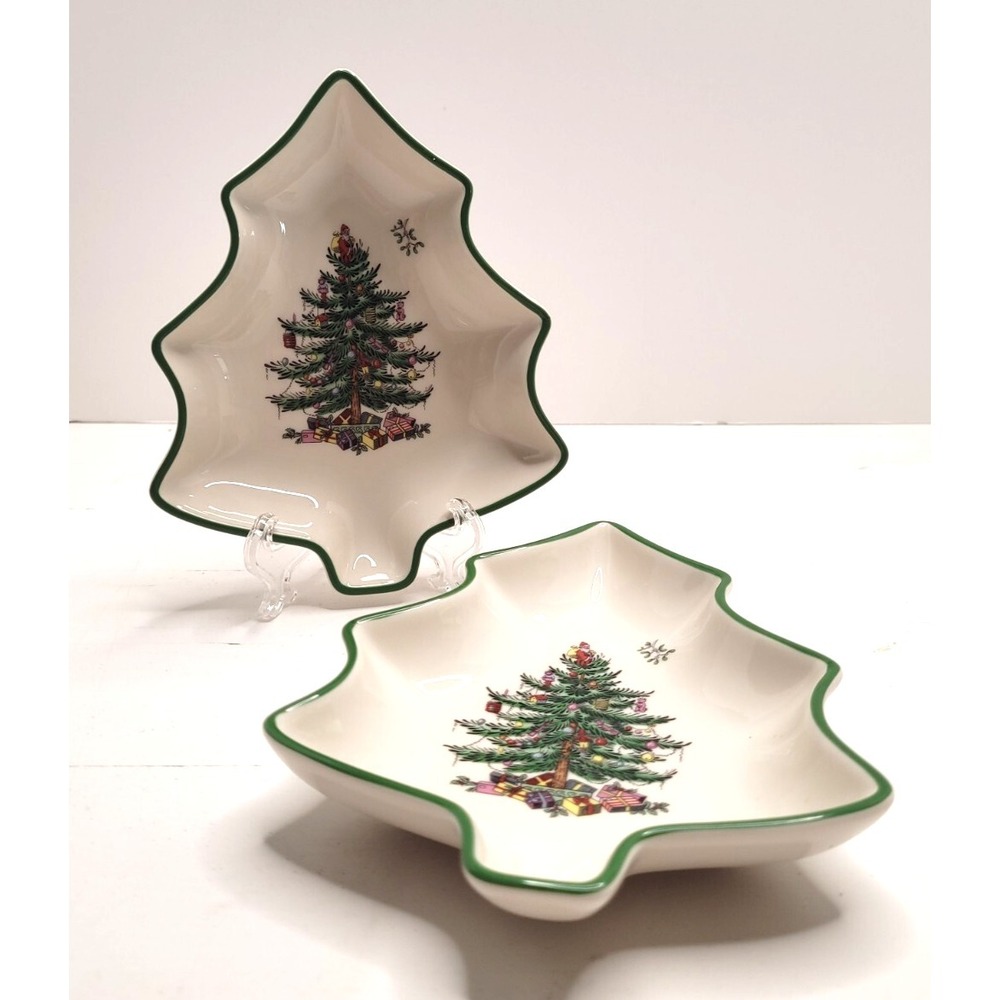 SPODE Christmas Tree Shaped Dish - Set of 2 - New!